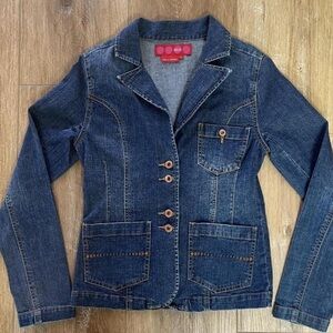 Old Navy Medium Blue Denim Jacket with Wooden Buttons